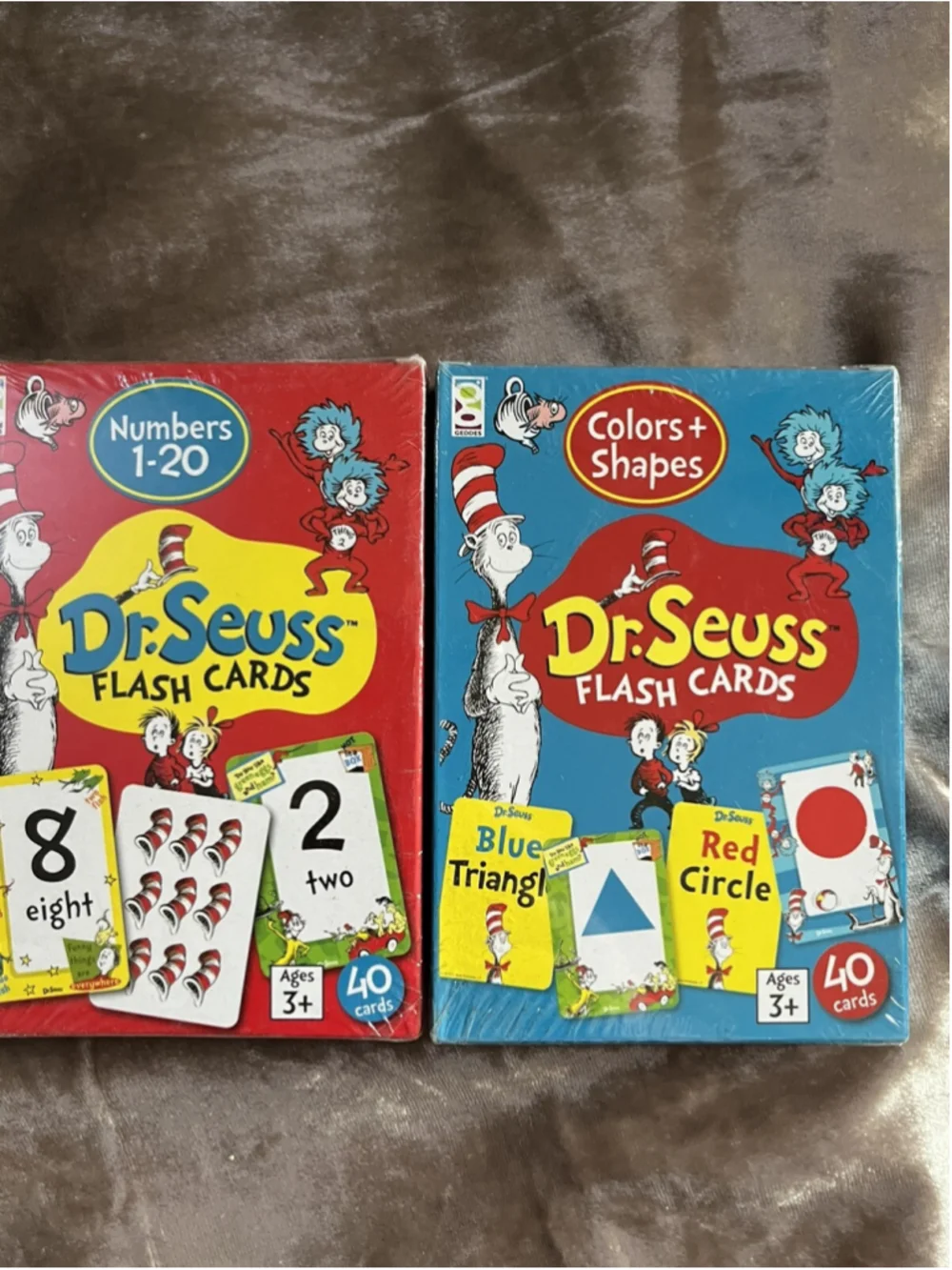 3 Dr. Seuss Flash Card Lot NUMBERS ABC’s & WORDS COLORS & SHAPES &1 SIGHT WORDS